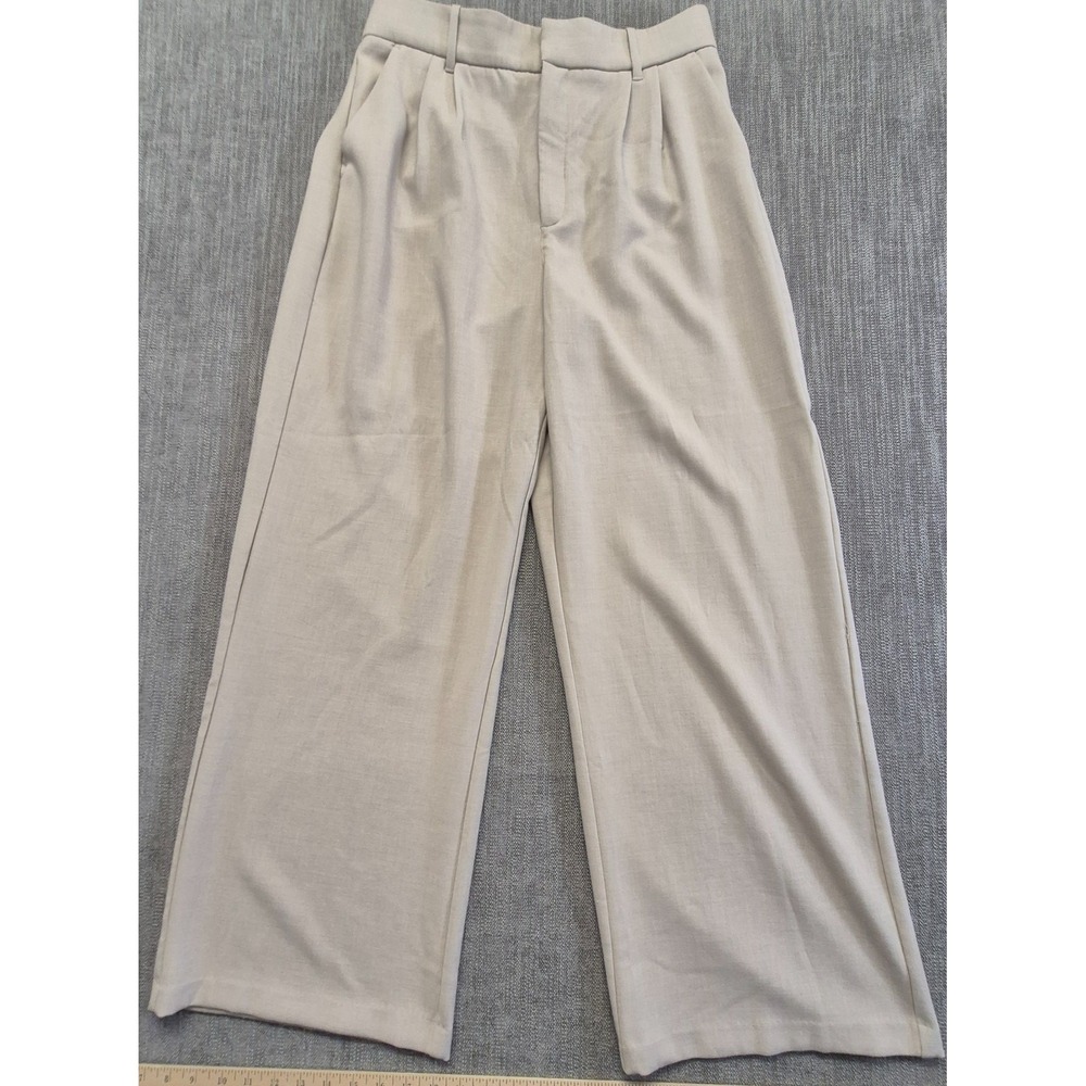 Abercrombie & Fitch women's cream wide leg dress pants LG Stretch Trousers